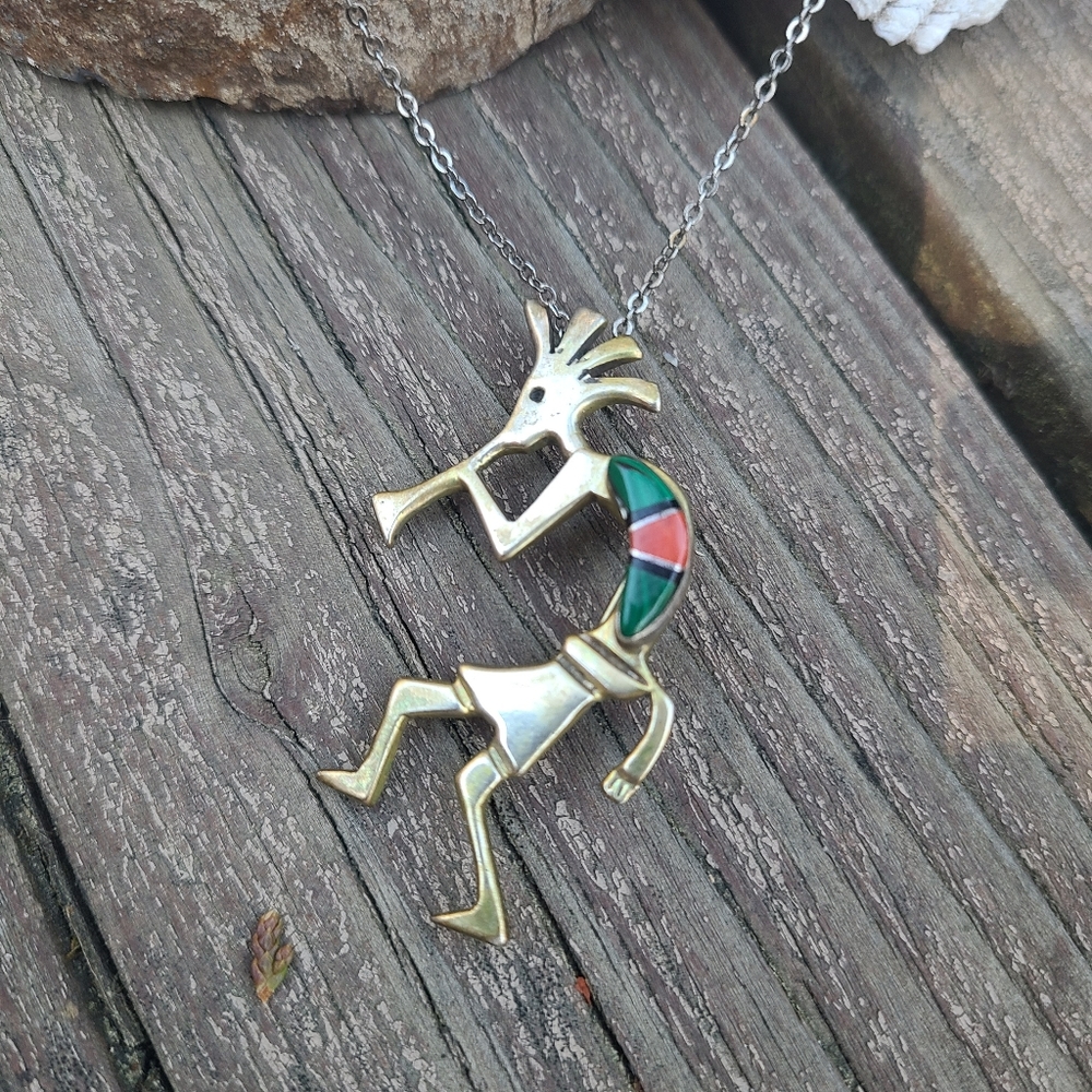 Kokopelli Sterling Navajo Pendant - Picture 5 of 7